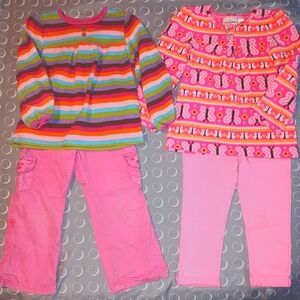 Two fleece shirts w/ pink pants, sz 4